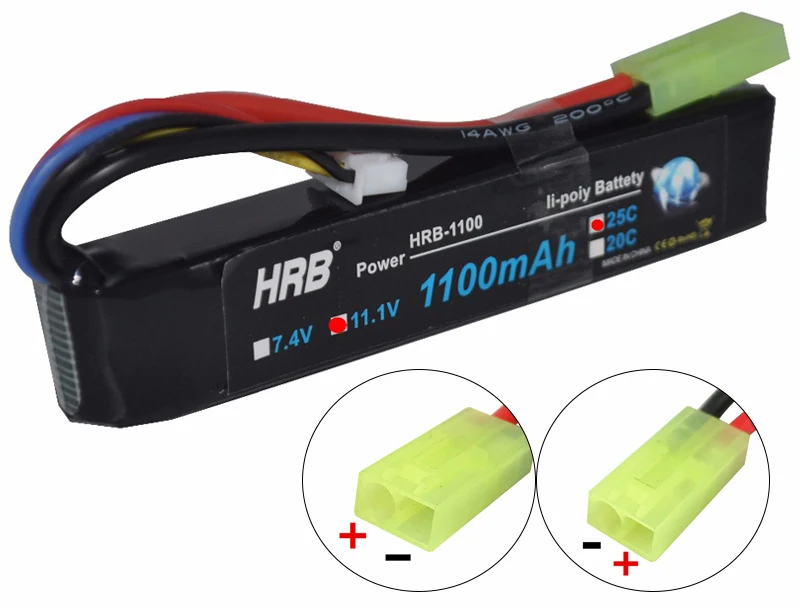 HRB водяной пистолет Lipo Батарея 3S 2S 7,4 V 11,1 V 1100 мА/ч, 25C Tamiya по супер скидке разъем AKKU емкостью мини шарики BB для пневматического пистолета электрические игрушки RC Запчасти