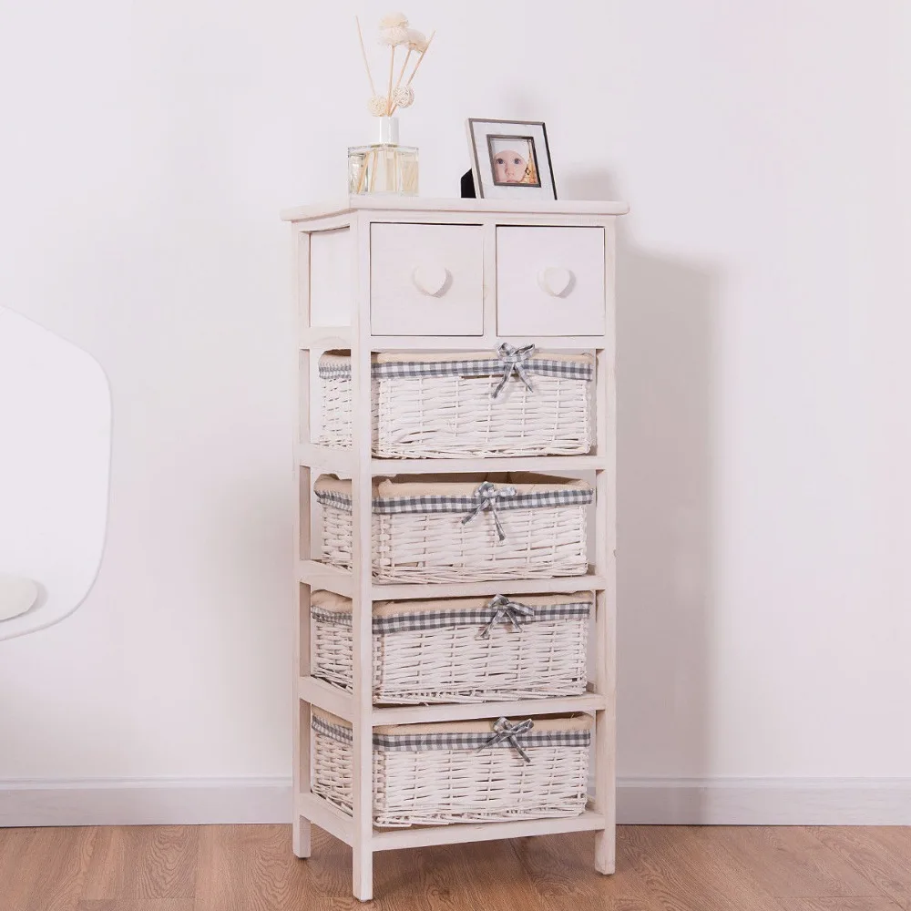 Giantex Nightstand Bedside End Table Organizer 4 Wicker Baskets Chest Cabinet Living Modern Room Furniture HW57052 Giantex Nightstand Bedside End Table Organizer 4 Wicker Baskets Chest Cabinet Living Modern Room Furniture HW57052