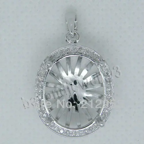 

Lovely Pendant Vintage Oval 13x16mm 14Kt White Gold Setting Pendants for Women SR025