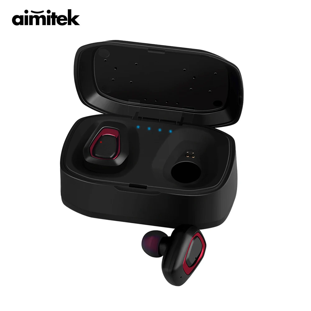 

Aimitek A7 TWS Bluetooth Earphone True Wireless Stereo Headset Handsfree Sports Mini Earbud with Mic Charging Box For Smartphone