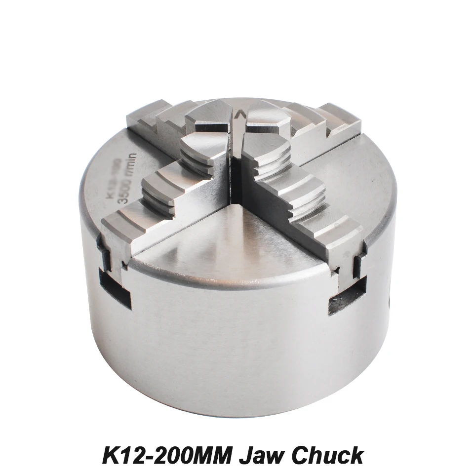 

K12-200 Lathe Chuck Manual 4 Jaw Chuck 200MM Self Centering Hardened Steel With Wrench Screws For CNC Drilling Milling Machine