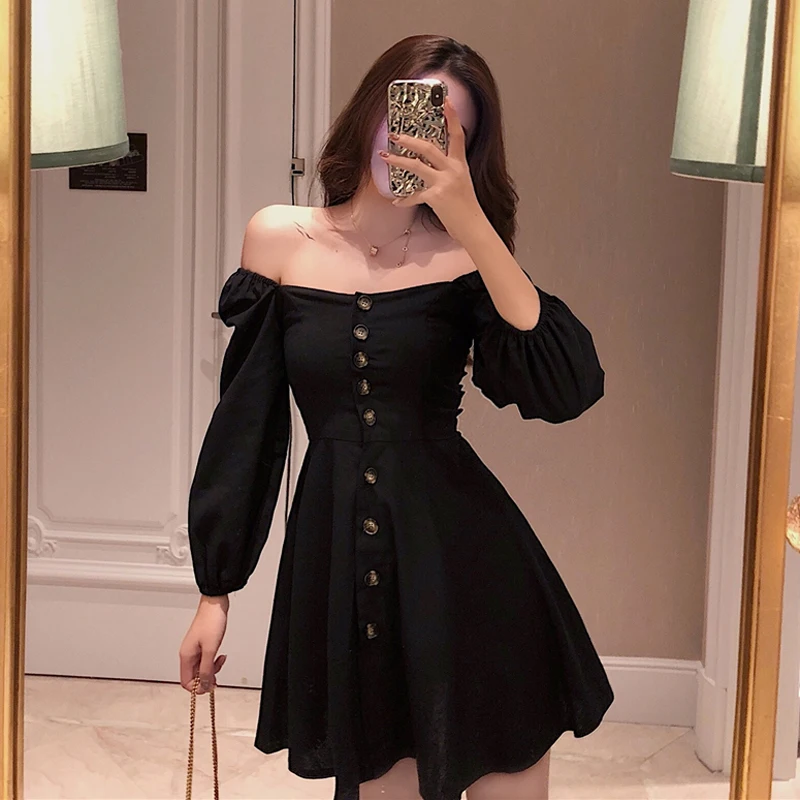 2019 البيع المباشر عرض خاص منتظم فوق الركبة ، ميني مستقيم Vestidos موهير اللباس الخريف النساء اللباس مع أكتاف رقيقة