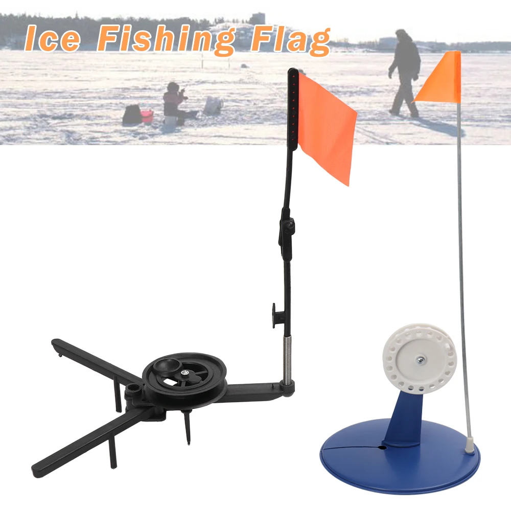 1Pcs Durable Ice Fishing Flag Black/Blue Ice Fishing Rod Tip Up Compact