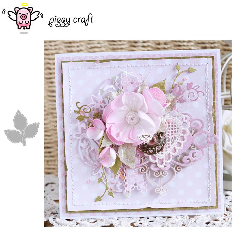 

Piggy Craft metal cutting dies cut die mold Leaf card decoration Scrapbook paper craft album card punch knife art cutter die
