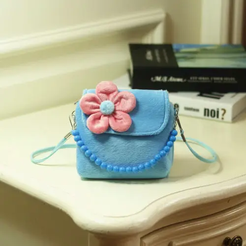 Новинка года; брендовая Милая Мини-сумочка на молнии с объемным цветком для маленьких девочек; сумка-мессенджер леопардовой расцветки; яркие цвета; Подарочные кошельки для монет - Цвет: Синий