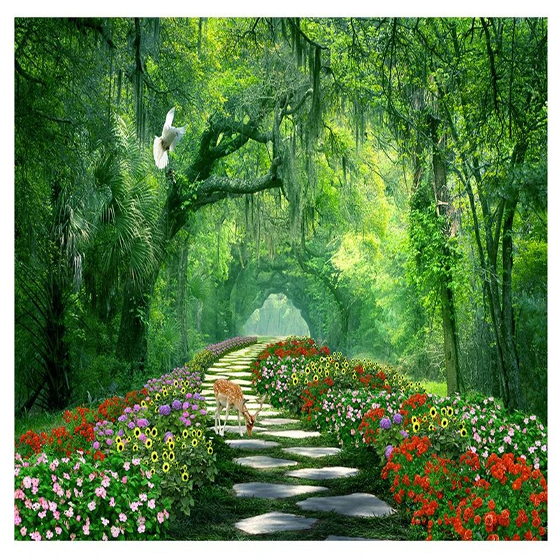Us 8 25 45 Off Beibehang Foto Kertas Dinding Taman Hutan Bunga Hijau Penutup Dinding Kamar Tidur Mural Tv Latar Belakang Wallpaper Untuk Ruang Tamu