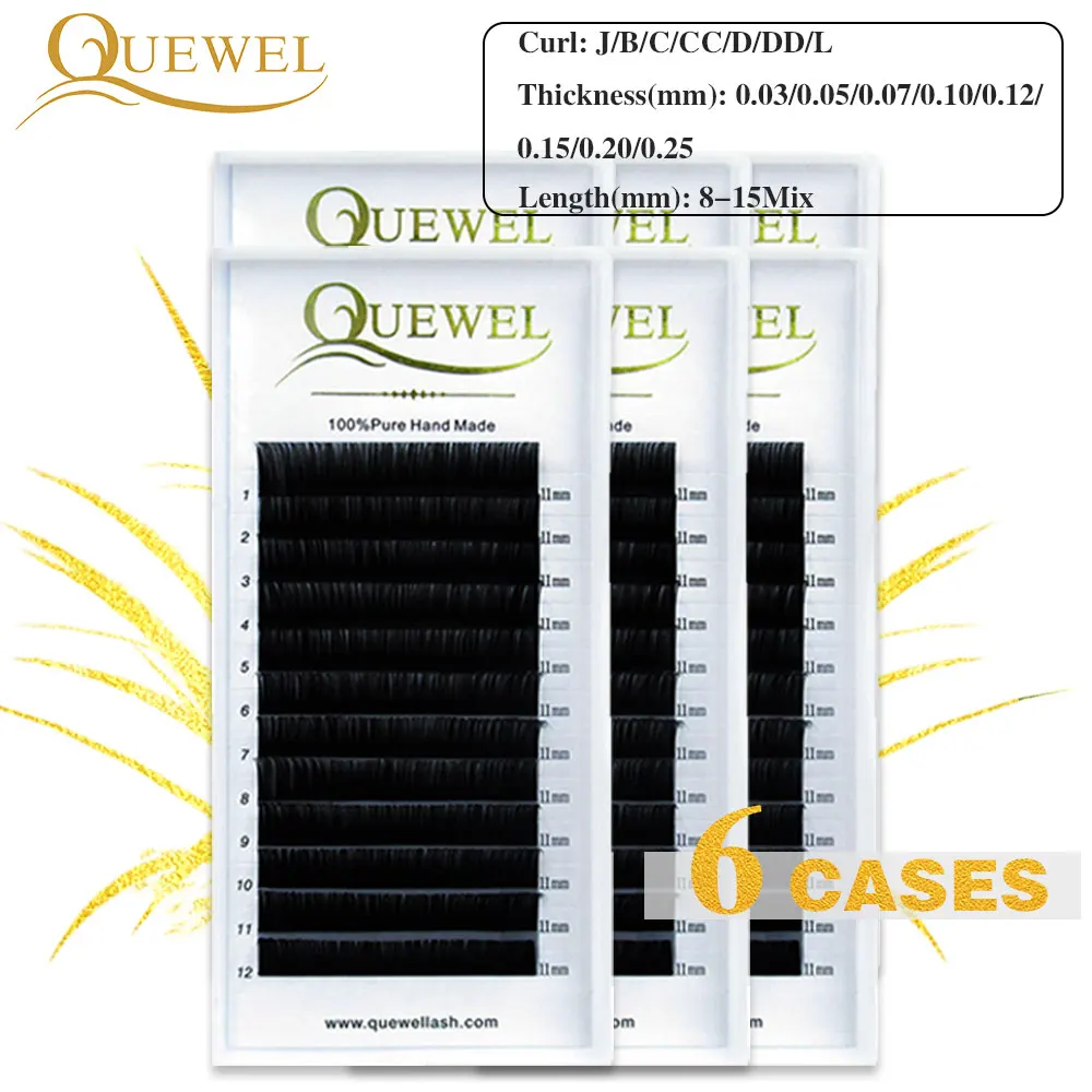 

Flase Mink Eyelash Extension Natural Eyelashes Individual Eyelashes Russia Volume Silk Lash Quewel Makeup Cilios 6 Trays 8-15Mix