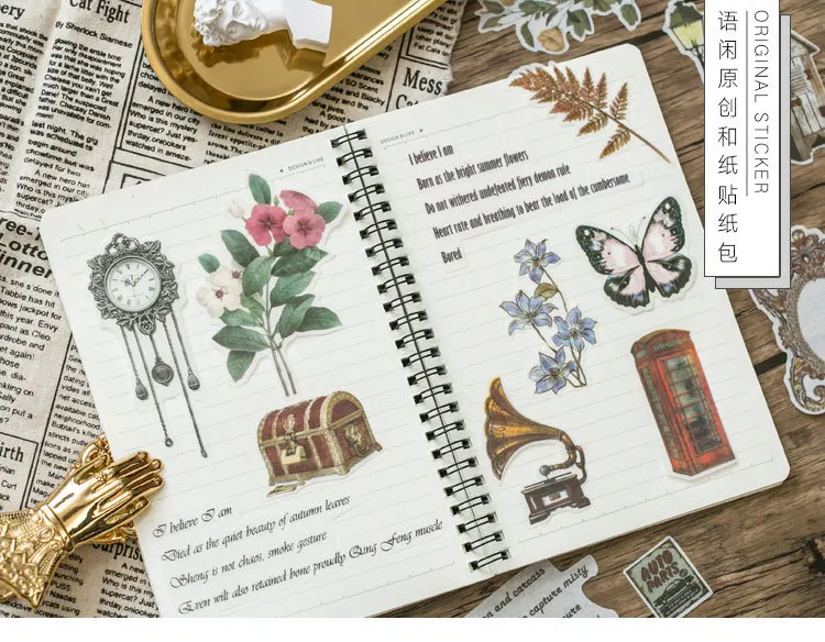 Винтажные растения бабочки декоративные наклейки из бумаги васи Скрапбукинг палочка этикетка канцелярские наклейки для дневника, альбома