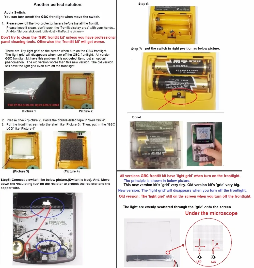 New GBC frontlit instruction