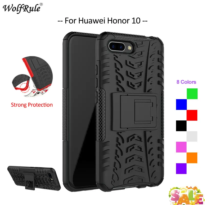 

For Cover Huawei Honor 10 Case WolfRule TPU & PC Armor Holder Bumper Protective Phone Case For Huawei Honor 10 Cover 5.84''