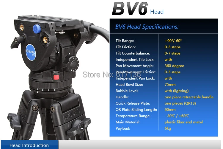 Benro BV6 видео штатив профессиональный Auminium тренога для камеры BV6 видео головка QR13 пластина сумка для переноски DHL