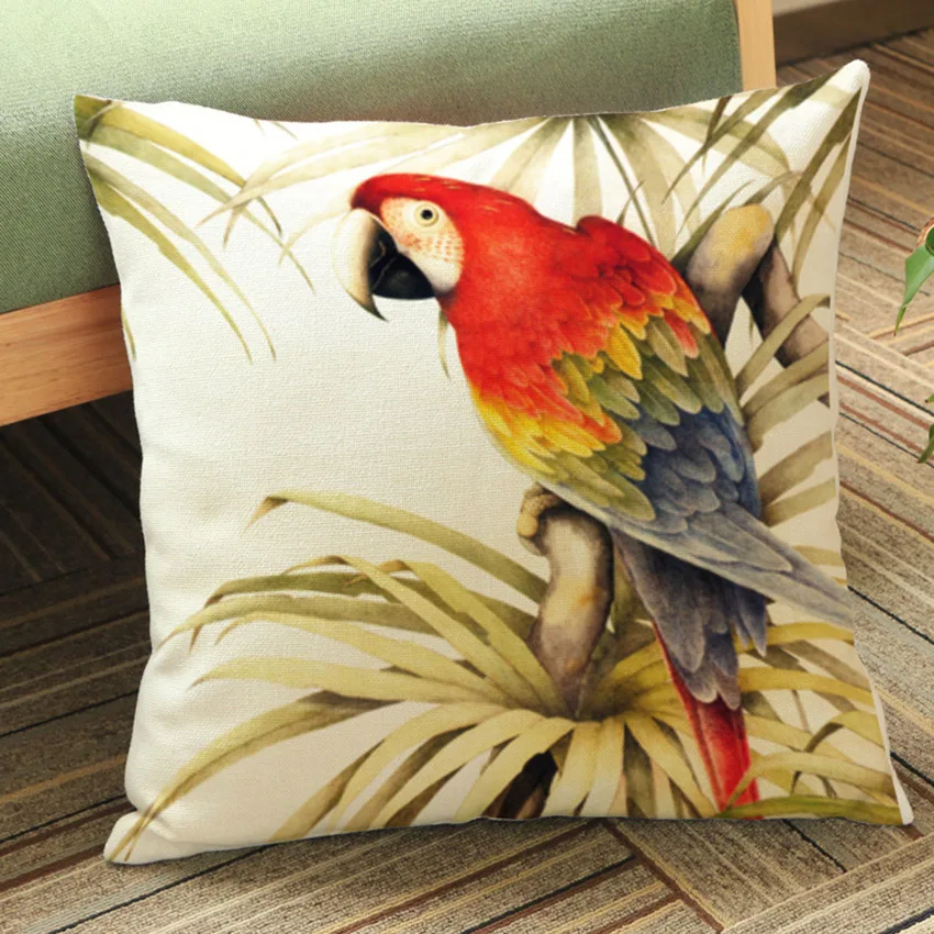 Parrot Animal Print Home Decorative Sofa Throw Pillow Covers Cotton