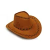 Padre-hijo de viajes de verano protector solar de cuero de gamuza sombrero de Cowboy del oeste de las mujeres de los hombres de los niños gran ala sol Jazz sombrero para Cosplay W2 ► Foto 1/5
