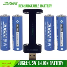 Jugee 4 шт 1,5 v 3000 mwh AA перезаряжаемый литий-полимерный литий-ионный полимерный литиевый аккумулятор+ 2 слота USB зарядное устройство