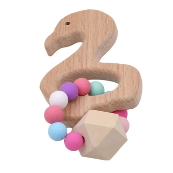 

Silicone+Wooden Teether New Design Chewable Silicone Pendants Safe And Natual Baby Toy Baby Teether