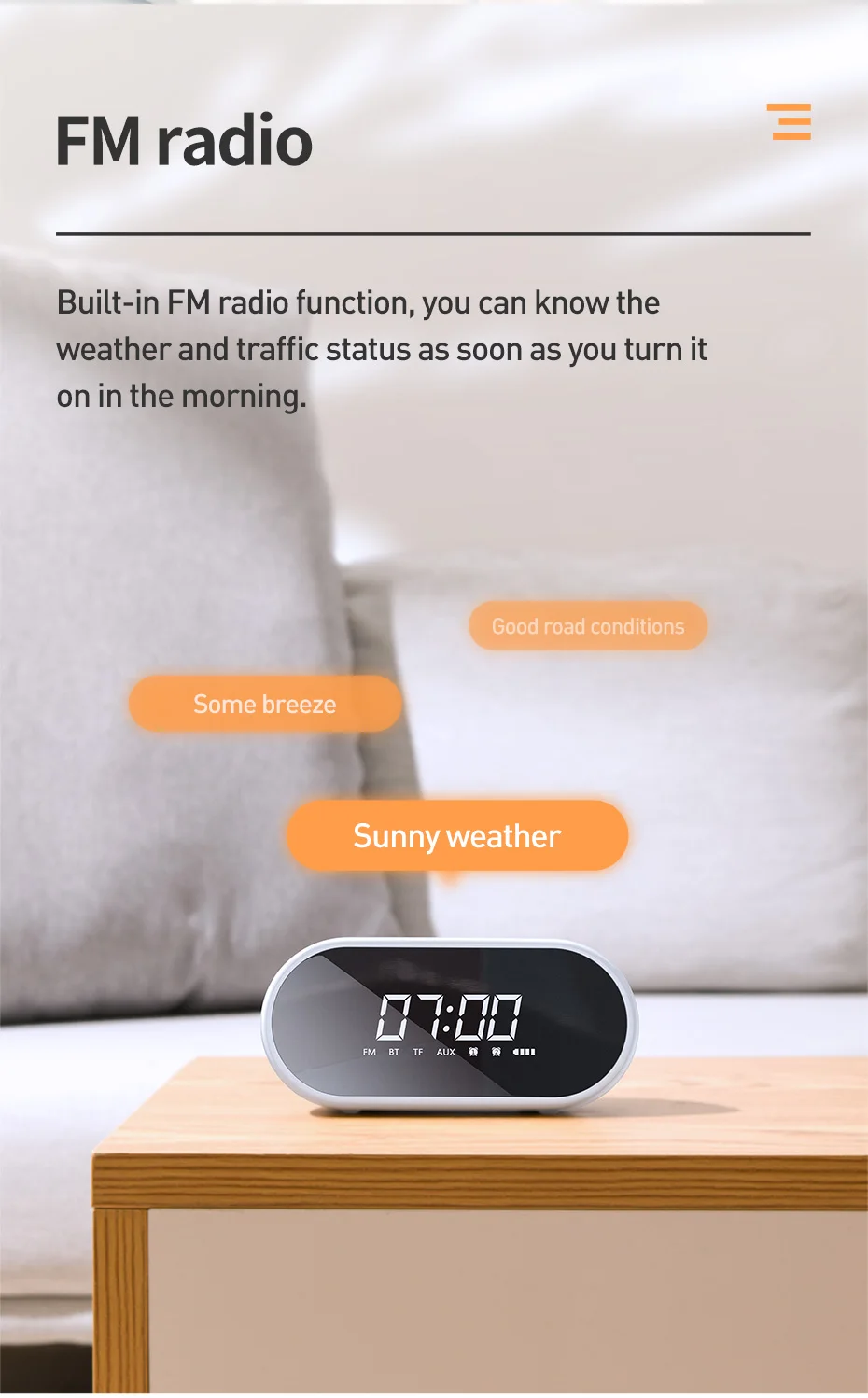 Baseus E09 портативный Bluetooth динамик с будильником беспроводной громкий динамик музыка объемный Громкий динамик для телефона ПК компьютера