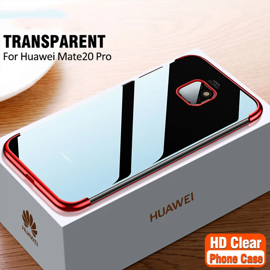 

For Huawei Mate 20 Pro P30 Case Soft Silicone Cover Clear Transparent Plating Bumper Cases for Huawei Mate 20 Lite P30 pro cover