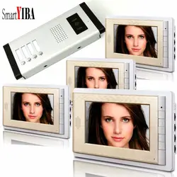 Smartyiba видеодомофон 7''inch ЖК-дисплей Проводной Видео Домофонные дверной звонок громкой связи домофон Камера монитор Системы для 4 единицы