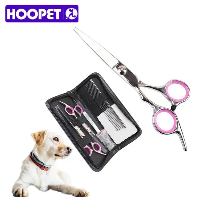 Hoopet 8pcs/Set Pet Dog Cat Hair Trimmer Remover Shedding Grooming Scissors Stainless Steel Pet Grooming Set Shears Kit