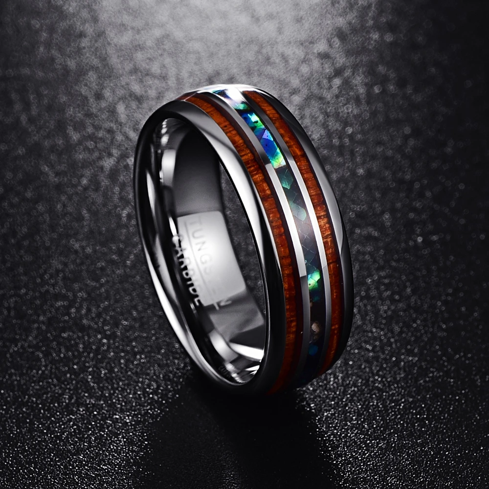  Wood Grain Polishing Men Rings Middle 100% Tungsten Carbide Wedding Bands Multi-size Anillos para h