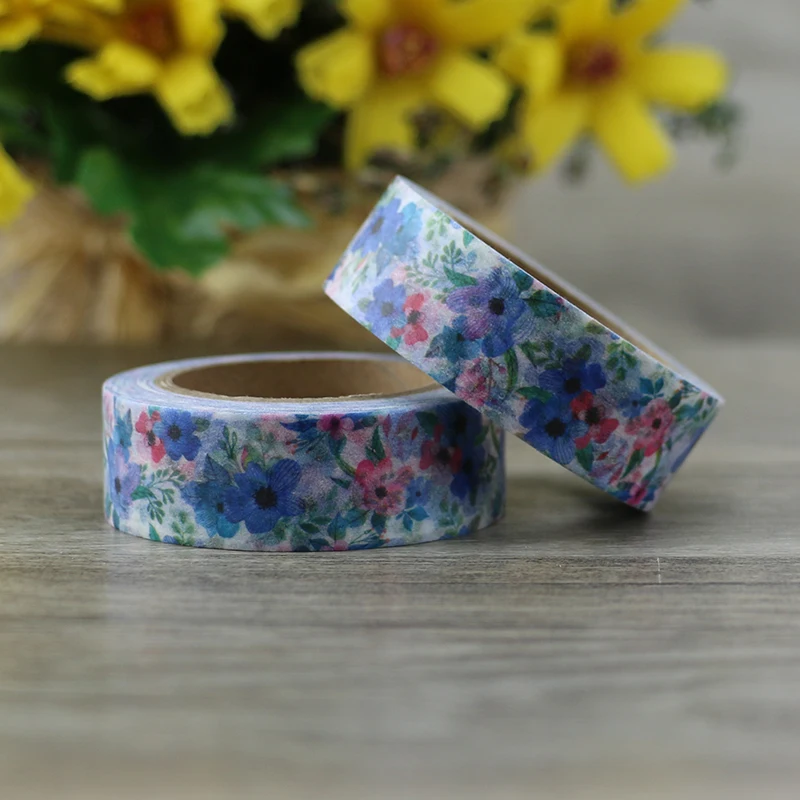DIY Japanese Paper Blue Flower Washi Tape Paper Masking Tapes Adhesive