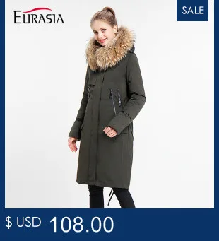 Евразия Новинка года парка натуральной меховой воротник с капюшоном зимняя куртка пальто Для женщин Y170032