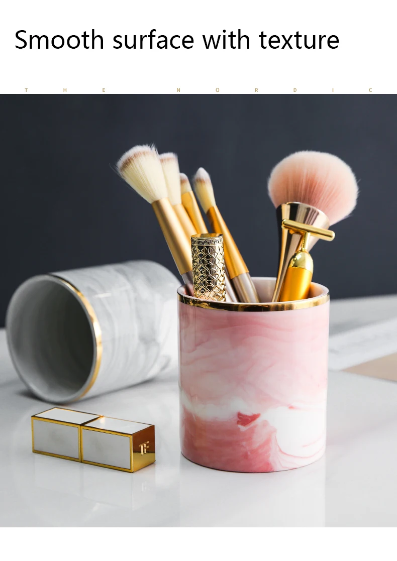 Розовая многофункциональная ручка, мраморные кисти для макияжа, держатель, коробка, Серый цветной карандаш, макияж, кисти, держатель, коробка B2223