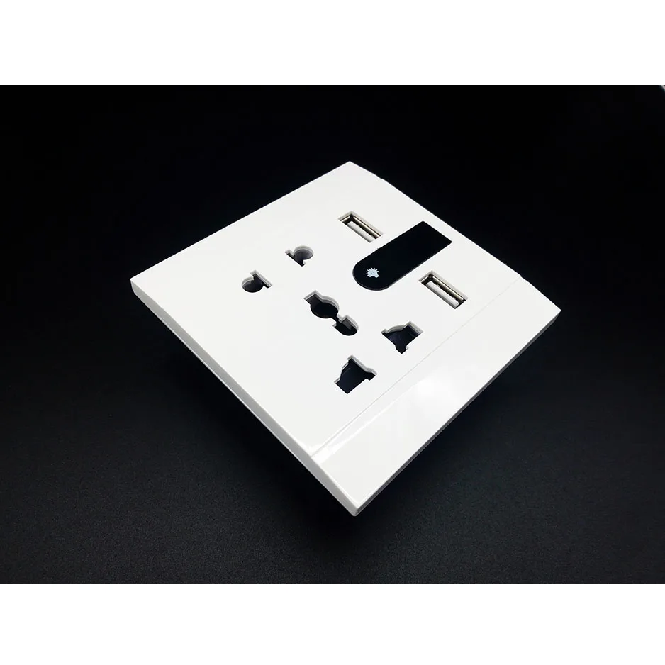 

Free Shipping 2U DC 5.0V/1000mA USB Charging Socket 5 Hole International general Wall Outlet Flapper With LED input AC 110-250V