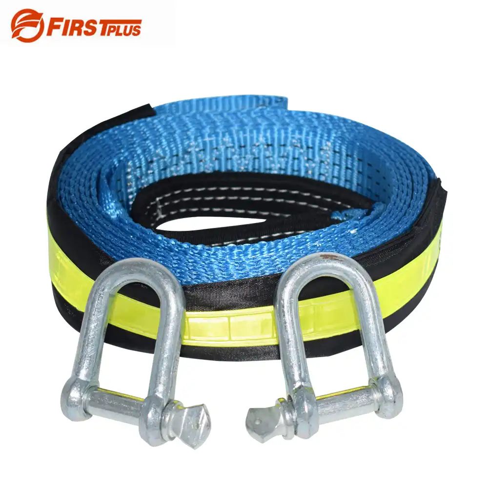 5M 8Tons Reflective Straps Trailer Towing Rope Car Hitch Tows Cable Tow Strap With U Steel Shackle For Heavy Duty Off-road 4x4 - изображение