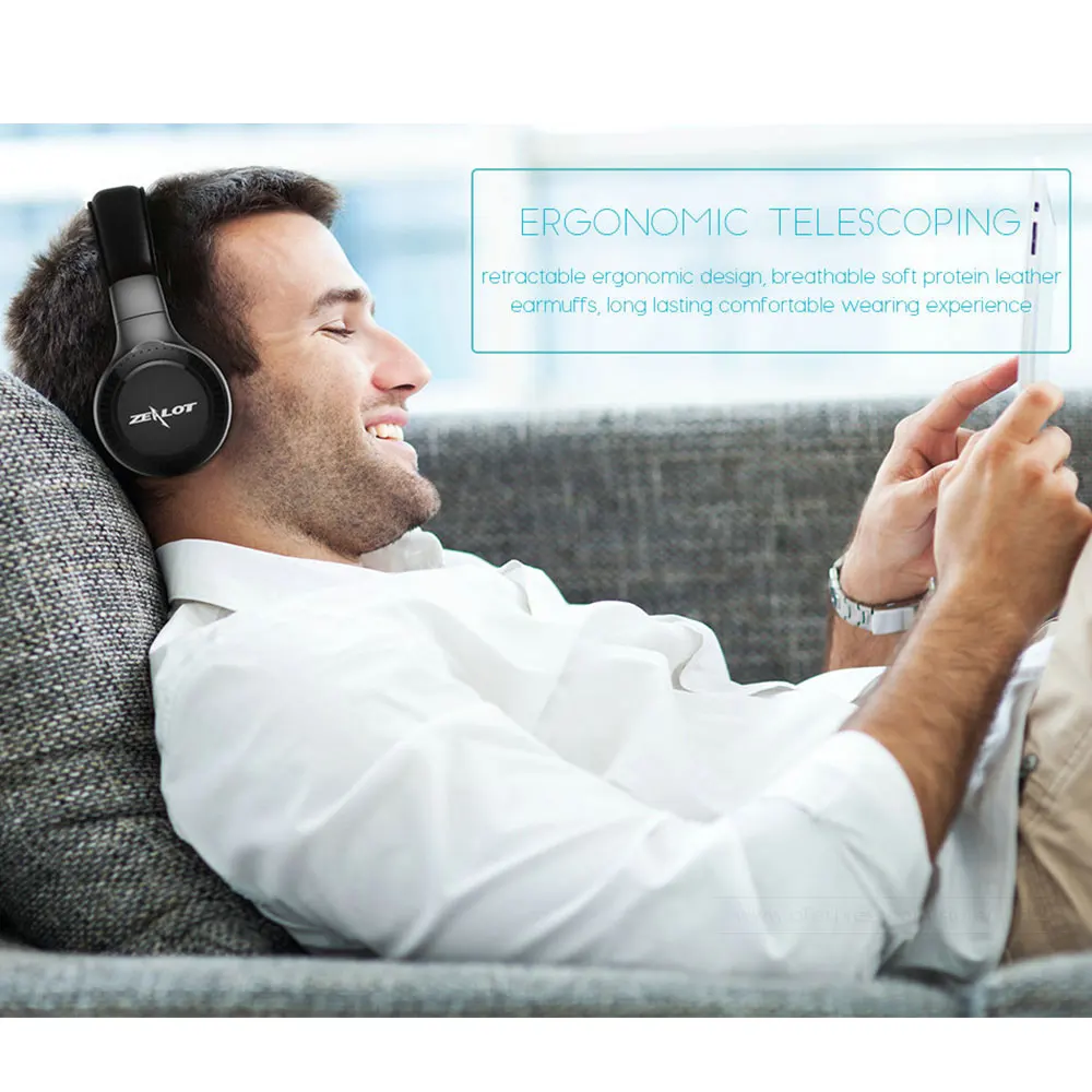ZEALOT B19 беспроводные Bluetooth наушники стерео бас с микрофоном FM радио TF карта Play LCD