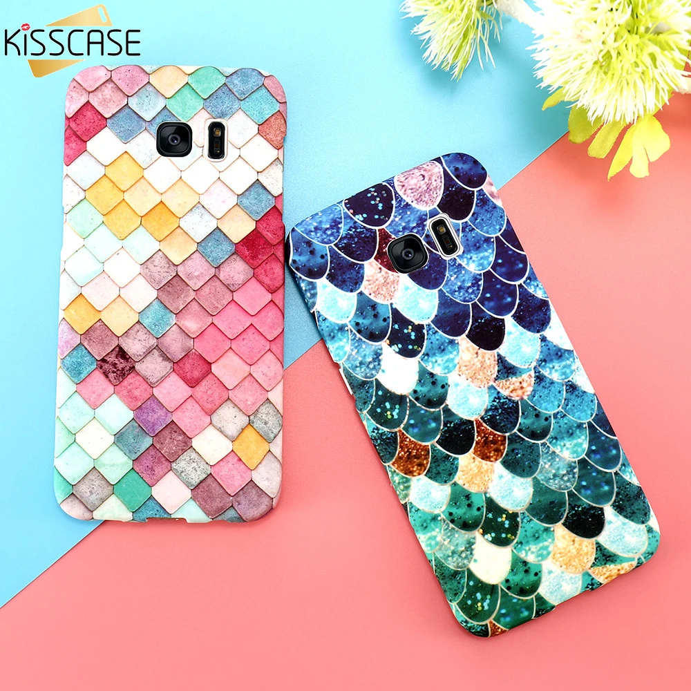 

KISSCASE 3D Fish Scales Case For Samsung Galaxy S7 S8 Plus Note 8 Case Matte Luminous Cover Case For Samsung A5 A3 2017 Capa