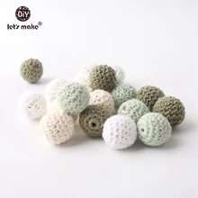 Let's make perles Crochet en bois naturel | 10 pièces 20mm, sans BPA, collier soins de dentition, accessoires bricolage pour bébé anneaux de dents en bois