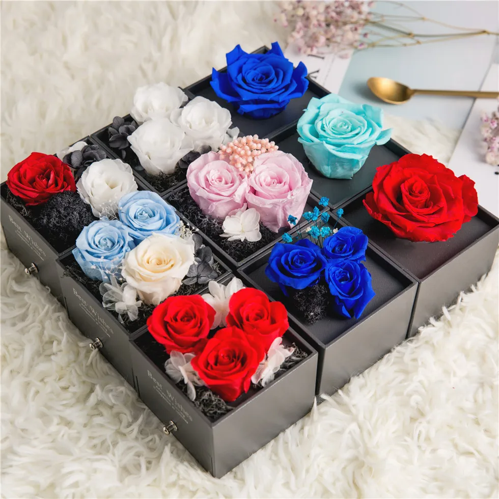 

Birthday Gift Beauty and the Beast Red Rose w/ Fallen Petals in a Glass Dome on a Wooden Base for Christmas Valentine's Gifts