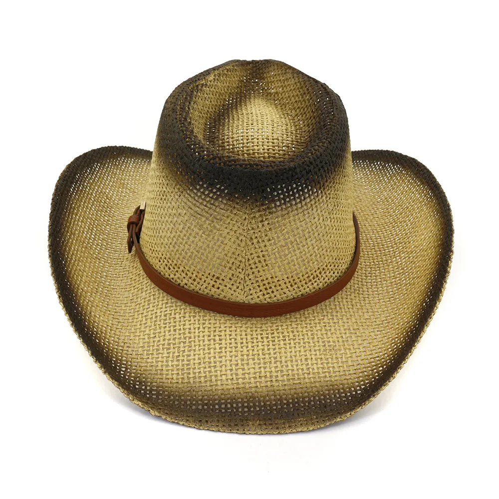 Sun Hat Man Summer Cowbay  Panama Straw Casual Beach Wide Brim Outdoor Cap Accessory (7)