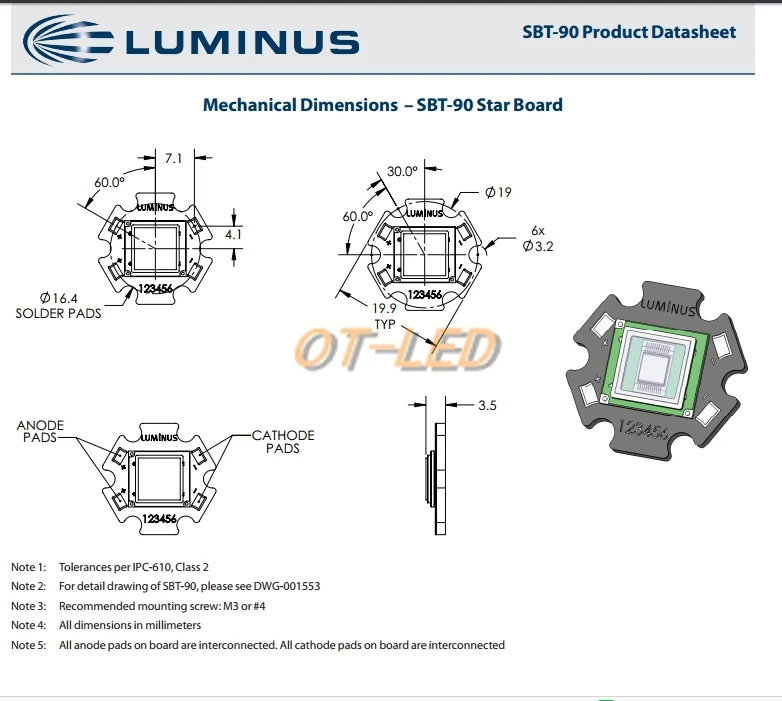 1 шт. Luminus SBT-90 30 Вт светодиодный излучатель 2500LM белый 6500 к модуль PCB 20 мм медь+ SBT-90 светодиодный драйвер