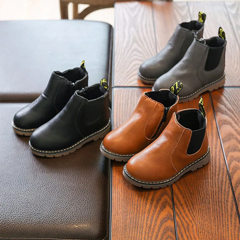 Высококачественная Мужская теплая обувь из хлопка и Кортекса; настоящая диаграмма: короткие ботинки для маленьких мальчиков; сезон осень-зима
