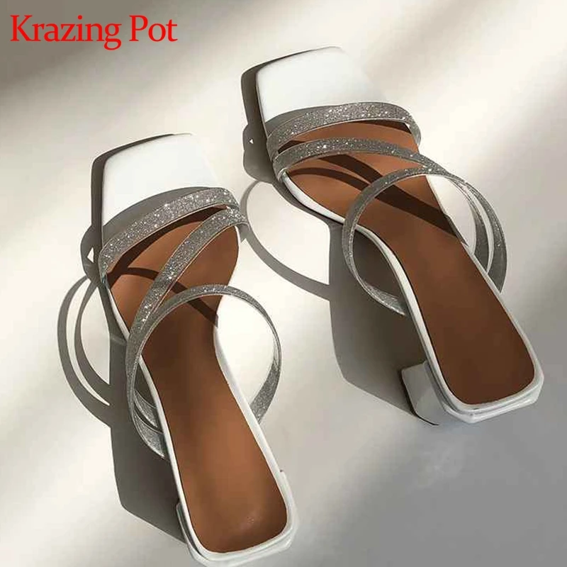 

Krazing Pot plastic PVC vintage natural leather princess peep toe superstar slip on high heels fairy design jelly sandals l47