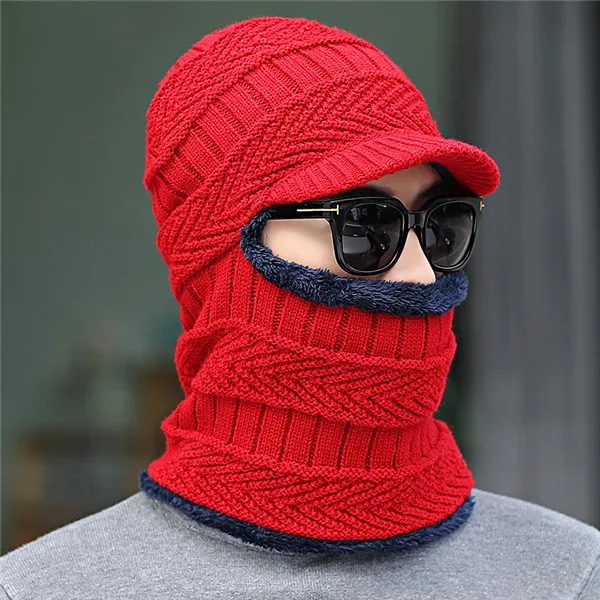 New Balaclava Knitted Hat Beanies Men Scarf Cap Neck Warmer Mask Winter