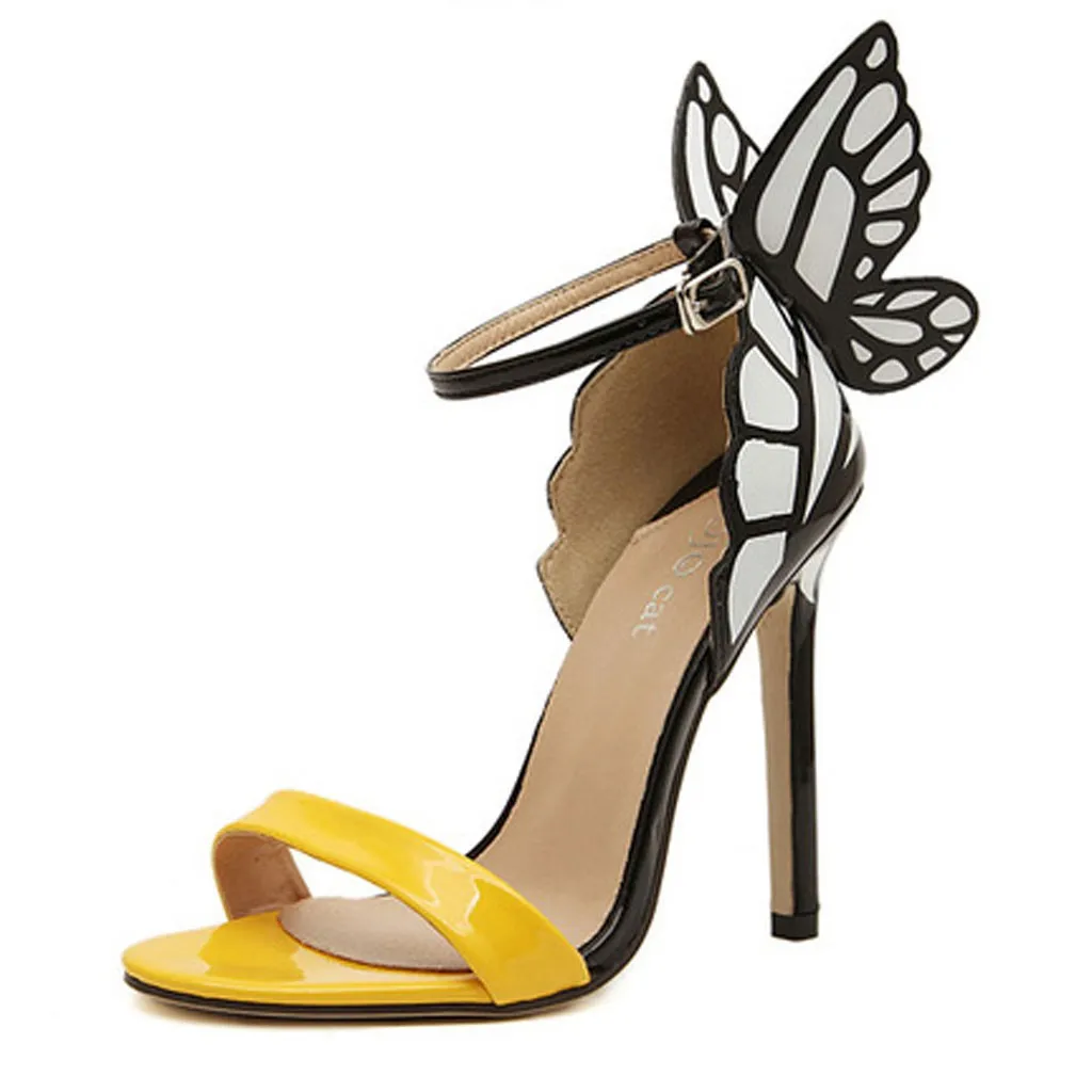 YOUYEDIAN Для женщин Gigh каблук летние сандалии полые Повседневное модные на высоком каблуке с бабочкой пикантные Туфли с бабочками для Feminino# g25