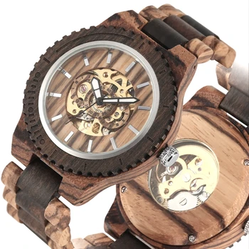 

Men's Watch Wood Watches Top Luxury Self-Winding Mechanical Automatic Retro Full Adjustable Band Timepieces Clock Male Relogios