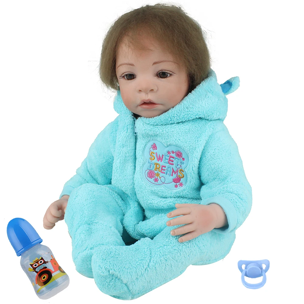 

55CM 22 inch Silicone Reborn Baby Doll Lifelike Newborn Baby Handmade Alive Realistic Mohair Boy Kids Reborn Babies Child Toy
