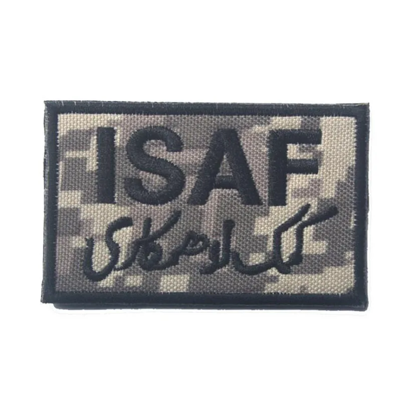 ISAF International Security Assistance Force Military Patch Morale Patch 3D Embroidery Camouflage Double-Sided Army Badge Badge