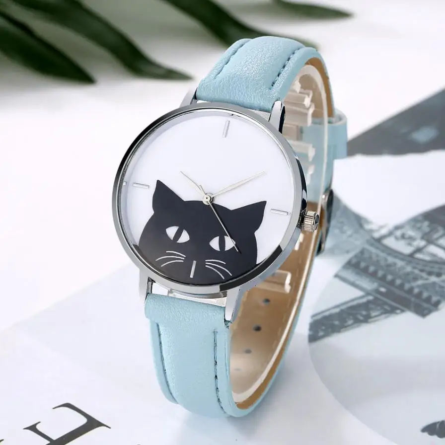 

2017 OTOKY NEWS Stylish Simplicity Women Fashion Leather Band Analog Quartz Round Wrist Watch black cat dropship AUG6 M30