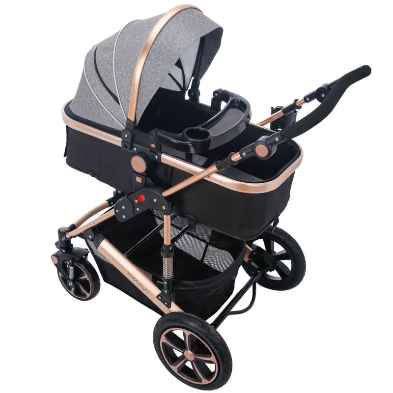 

Luxury Baby Stroller 2 in 1 High-Landscape Pram Portable Folding alloy frame Baby stroller can lie down