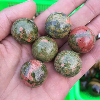 

6pc Natural crystal flower green stone ball crystal aura healing