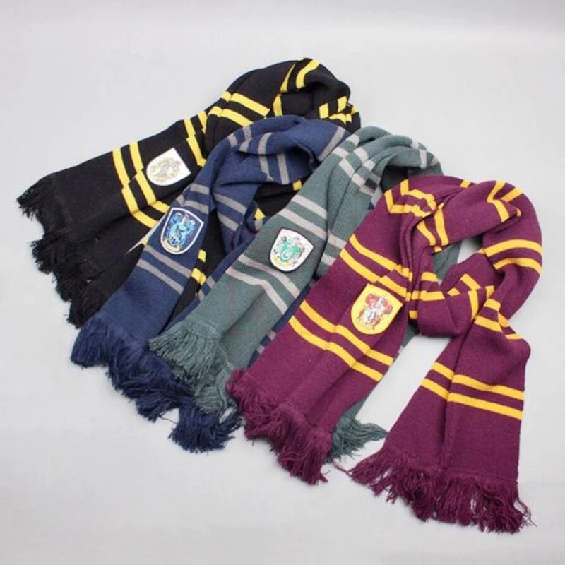 

Hot 193CM Harri Potter Scarf Cosplay Costume Gryffindor Slytherin Ravenclaw Hufflepuff Cotton Scarf for For Kids Halloween Gift