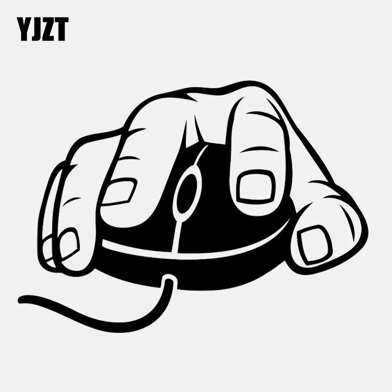 

YJZT 13.5CM*9.7CM Computer Mouse Decal Video Gaming Vinyl Black/Silver Car Sticker C22-0295