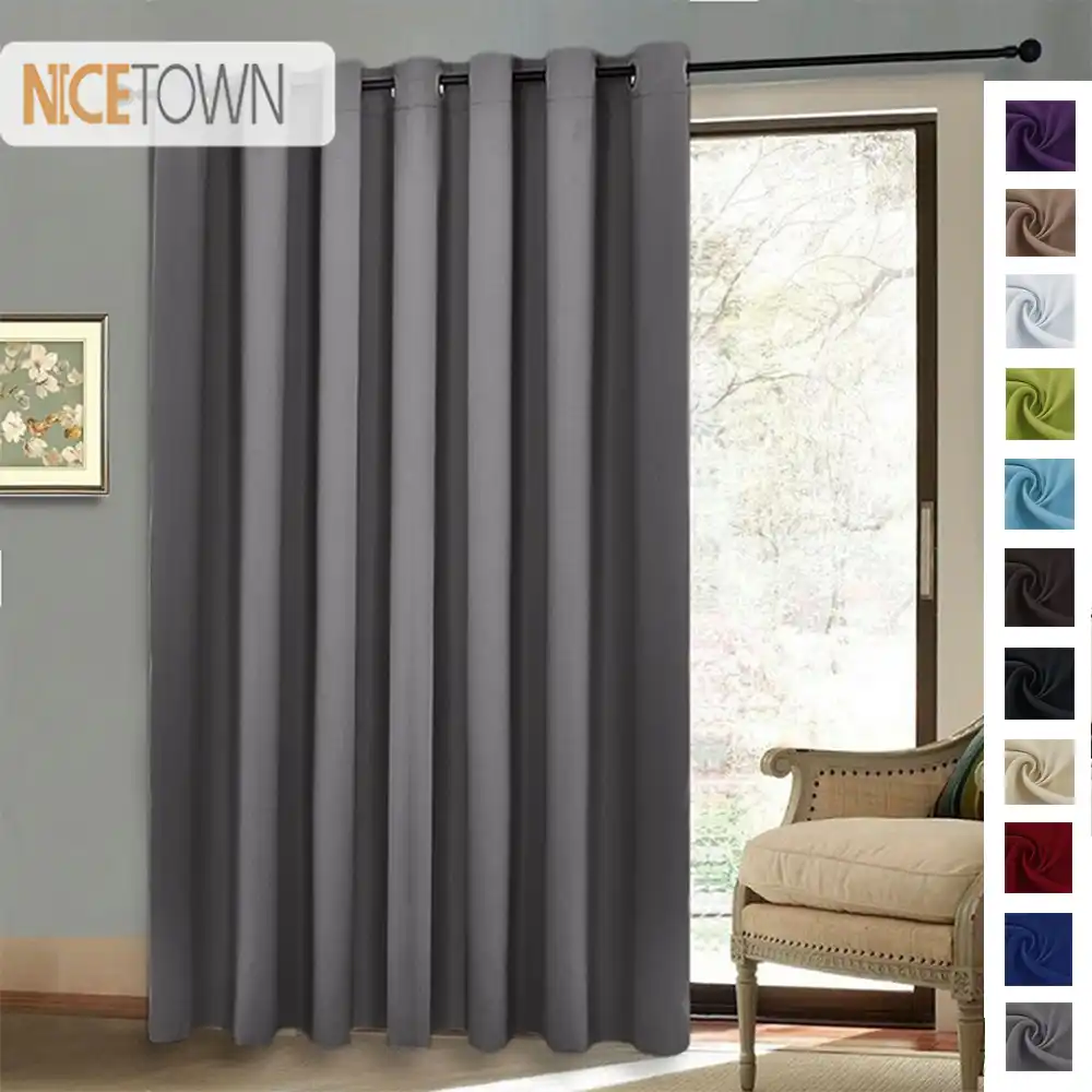 Nicetown Blackout Room Divider Sliding Curtains Glass Door Bedroom Window Curtain For Living Room Rustic Decorations For Home