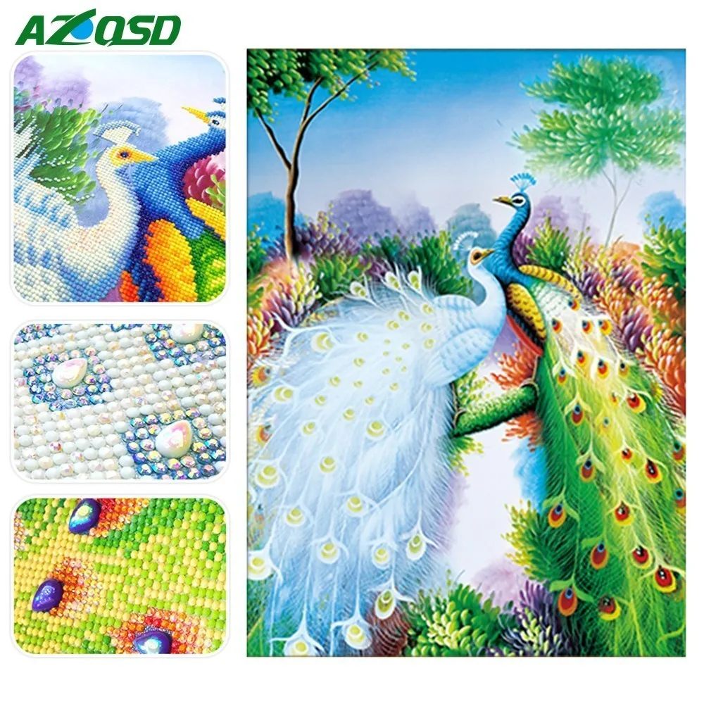 

AZQSD Special Shaped Diamond Embroidery Animal Peacock 5D Diamond Painting Cross Stitch Diamond Mosaic Decoration Factory Direct