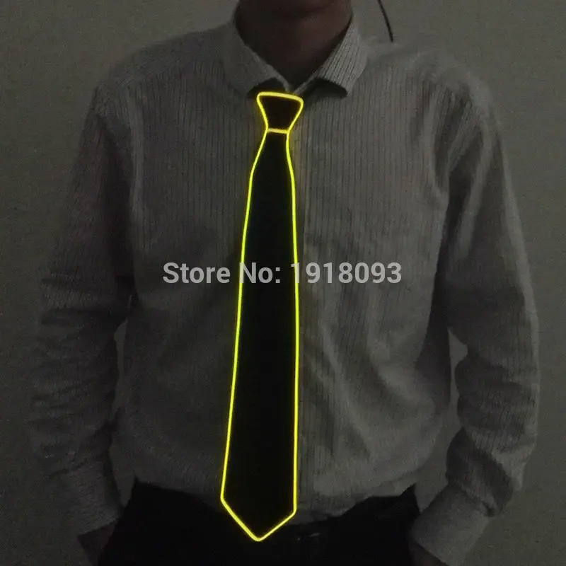 Высокое качество 10 Цвет доступны световой EL галстук Светодиодные ленты галстук неоновые галстук загораются по Батарея Для мужчин свадебный подарок - Испускаемый цвет: Yellow